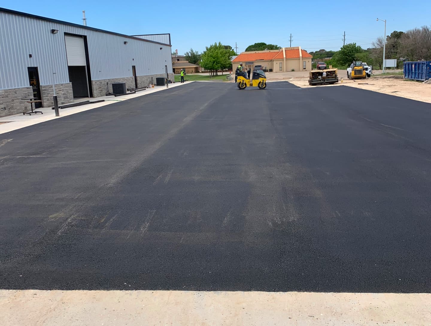 Commercial driveway, fresh asphalt